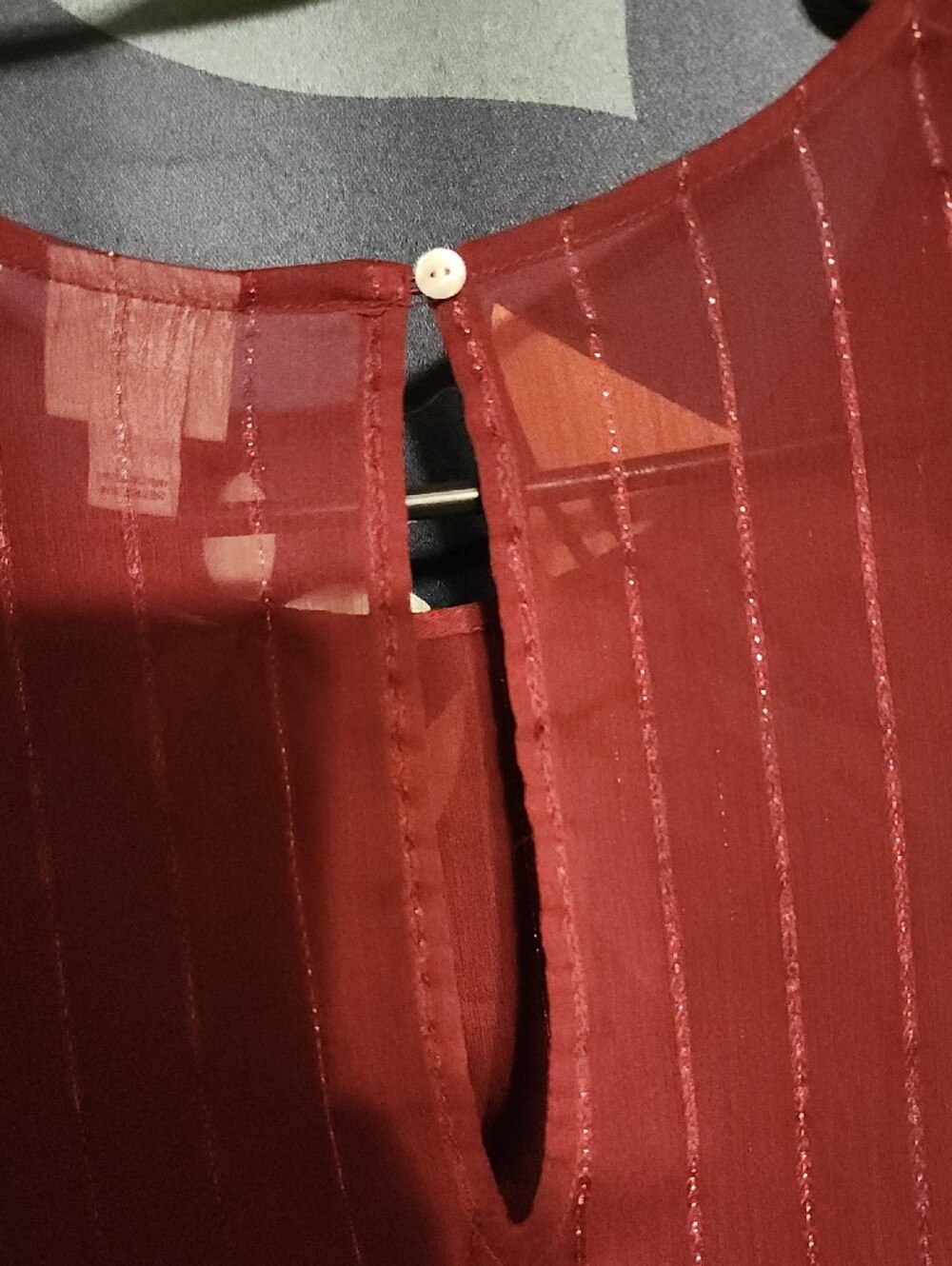 a new day Burgundy Long-Sleeve Metallic Stripe Top - Picture 6 of 6